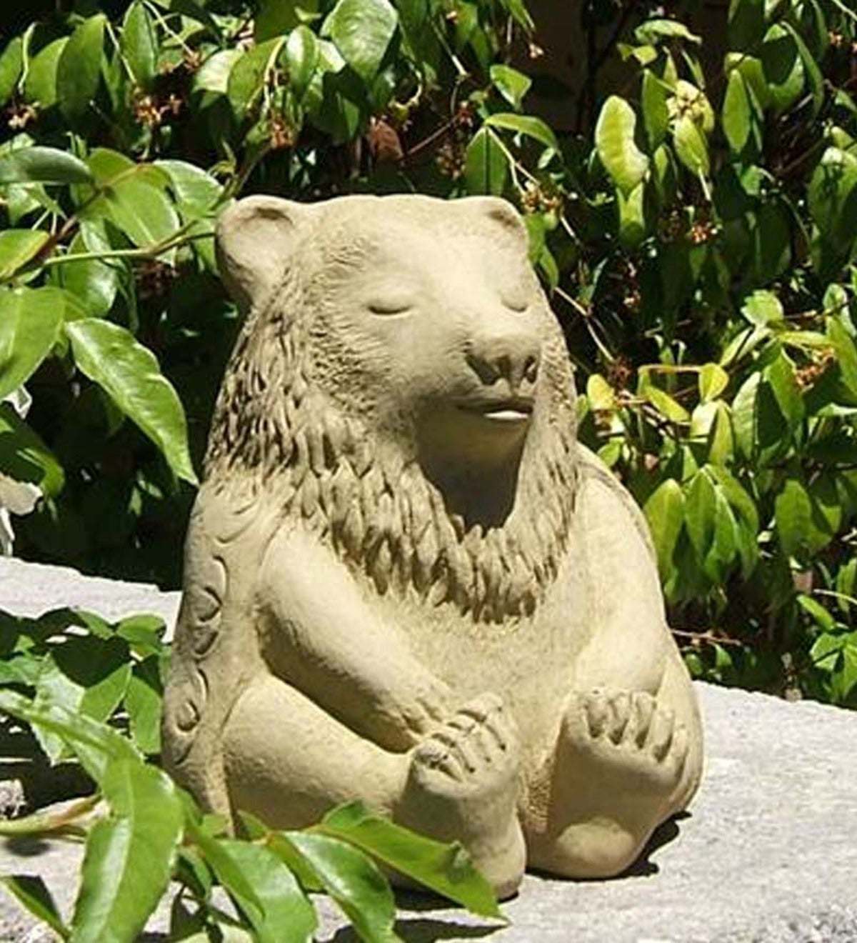 USA-Made Cast Stone Meditating Bear