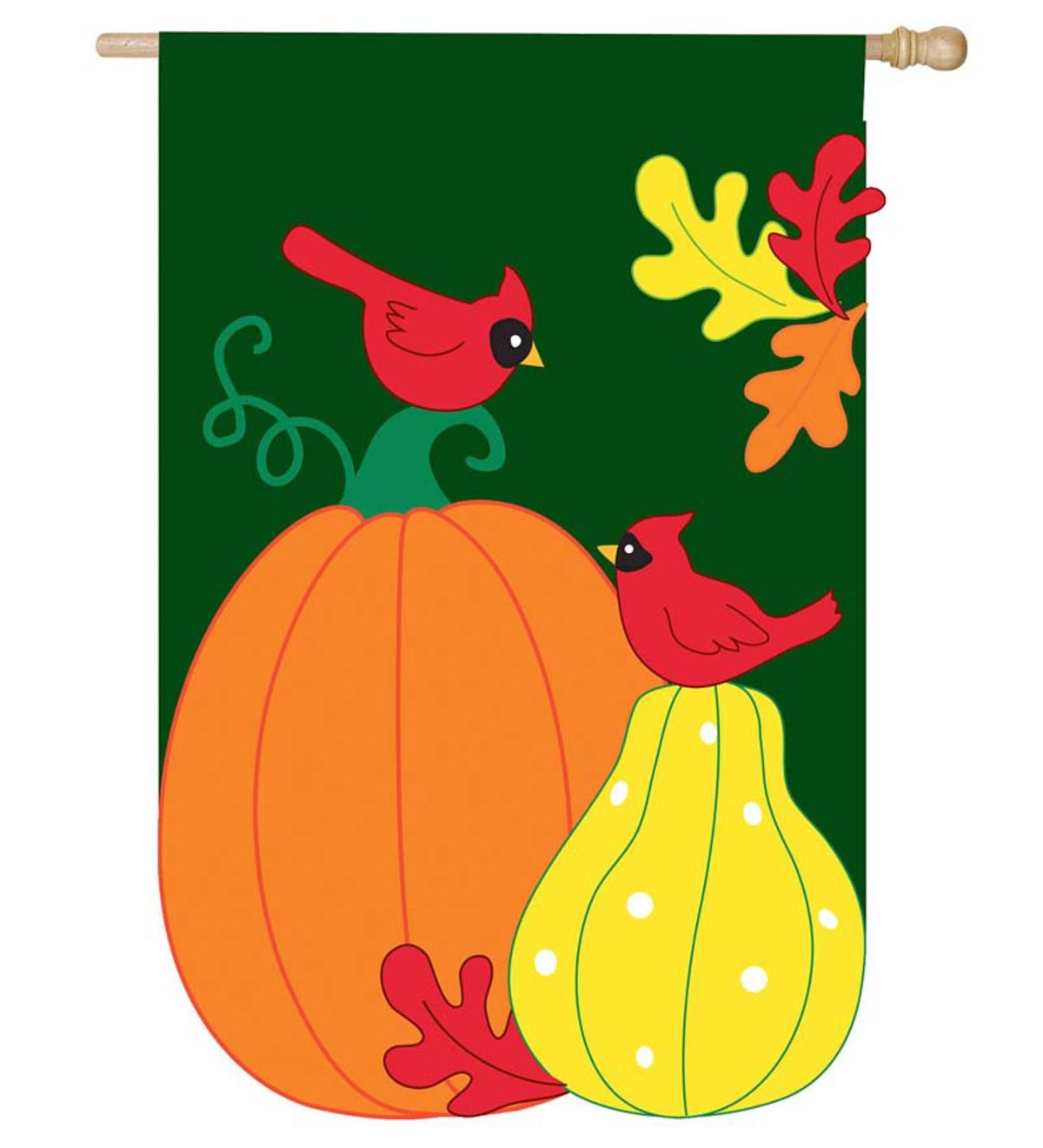 Cardinals on Pumpkins Appliqué Flags