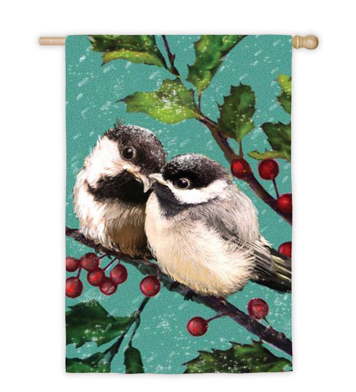 Snuggling Chickadees House Flag