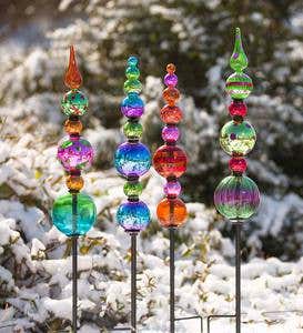 Glass Finial Totem Garden Stake