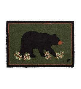 Hooked Wool Black Bear Accent Rug