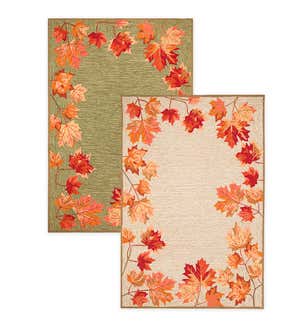 Indoor/Outdoor Falling Leaves Border Rug