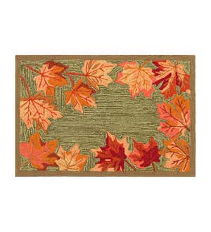 Indoor/Outdoor Falling Leaves Border Rug