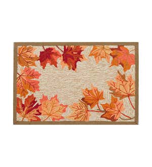 Indoor/Outdoor Falling Leaves Border Rug