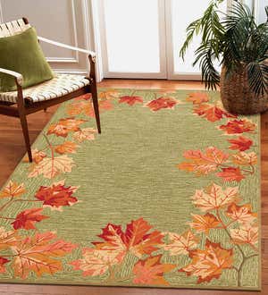 Indoor/Outdoor Falling Leaves Border Rug