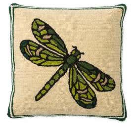 Indoor/Outdoor Dragonfly Hooked Throw Pillow