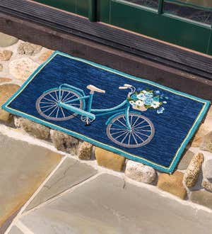 Indoor/Outdoor Hooked Bicycle Accent Rug