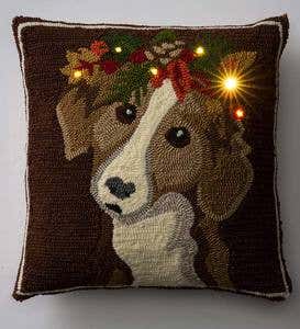 Lighted Holiday Hound Pillow - Sam