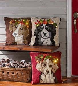 Lighted Holiday Hound Pillow - Shep