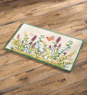 Indoor/Outdoor Flutter Garden Scene Hooked Polypropylene Accent Rug