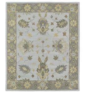 Baroque Border Silver Wool Rug, 8' x 11'