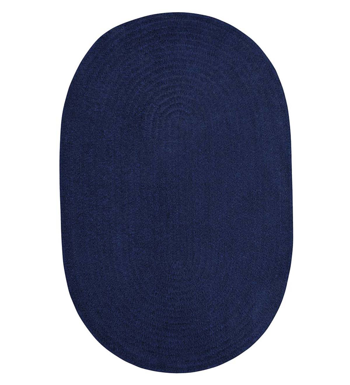 Chenille Oval Braided Area Rug, 7' x 9' - Midnight Navy