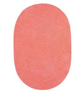 Chenille Oval Braided Area Rug, 8' x 11' - Coral Pink
