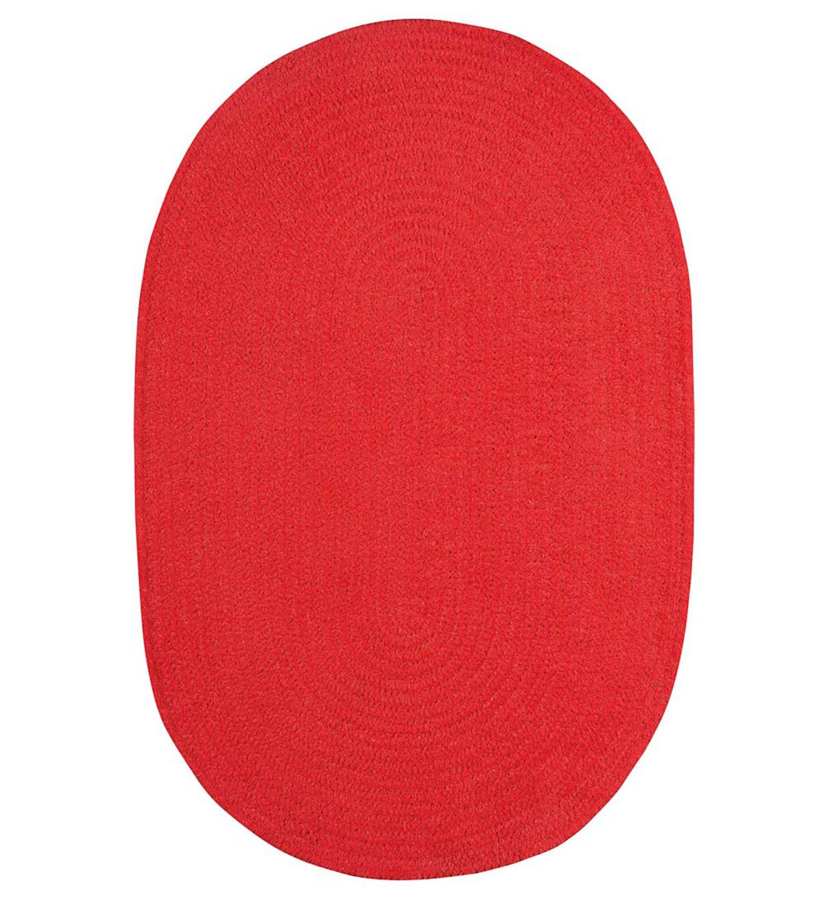 Chenille Oval Braided Area Rug, 8' x 11' - Flaming Red