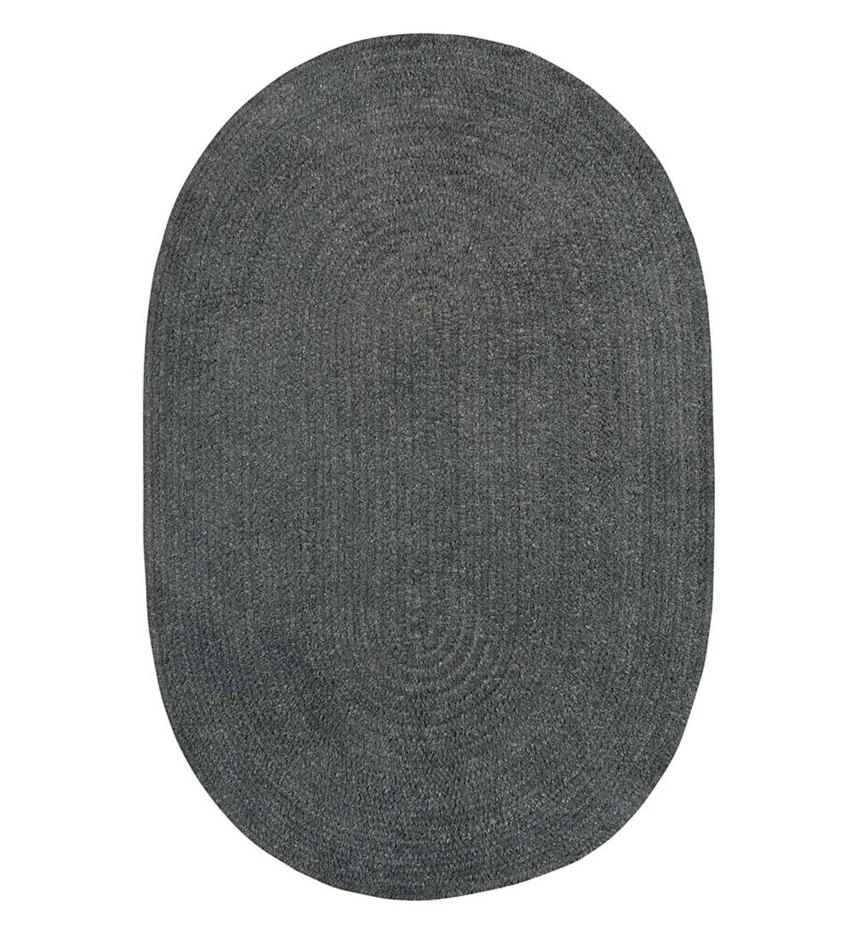 Chenille Oval Braided Area Rug, 8' x 11' - Charcoal