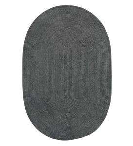 Chenille Oval Braided Area Rug, 9' x 12' - White