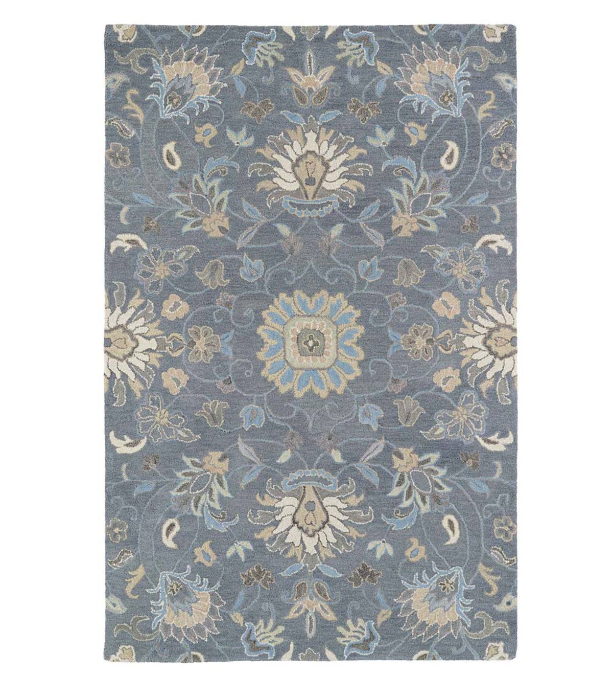 Graphite Meadow Floral Vine Wool Rug, 8' x 10'