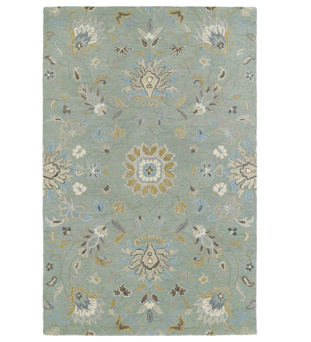 Mint Meadow Floral Vine Wool Rug, 9' x 12'