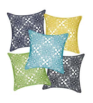 Indoor/Outdoor Embroidered Lacework Throw Pillow