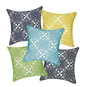 Indoor/Outdoor Embroidered Lacework Throw Pillow