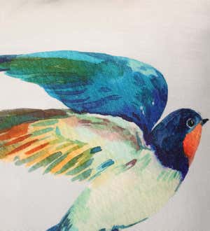 Outdoor/Indoor Watercolor Blue Bird Throw Pillow
