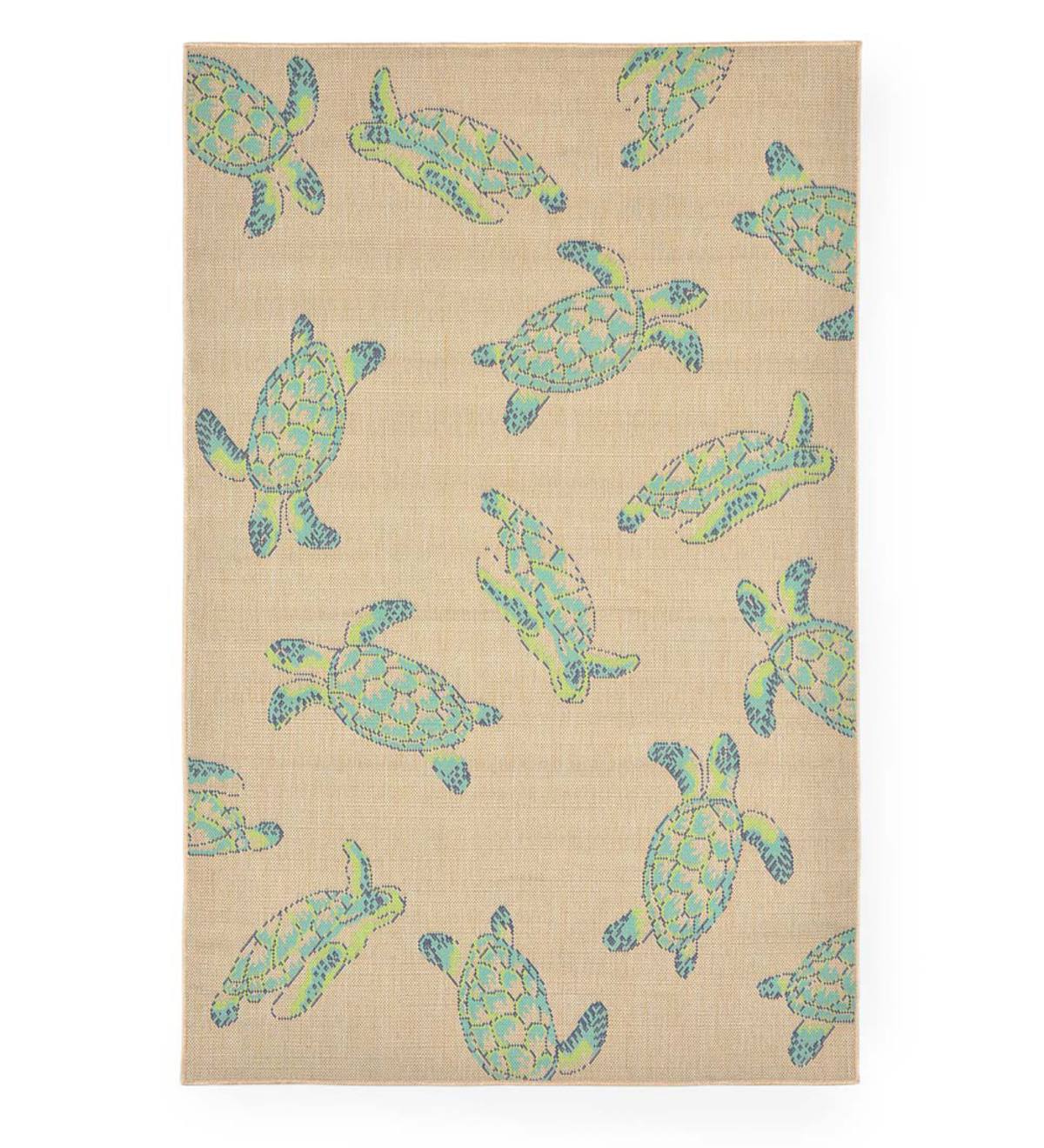 Sea Turtles Indoor/Outdoor Rug, 7'10”Sq.