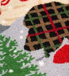 Hand-Hooked Wool Peace On Earth Holiday Rug with Dog and Cat