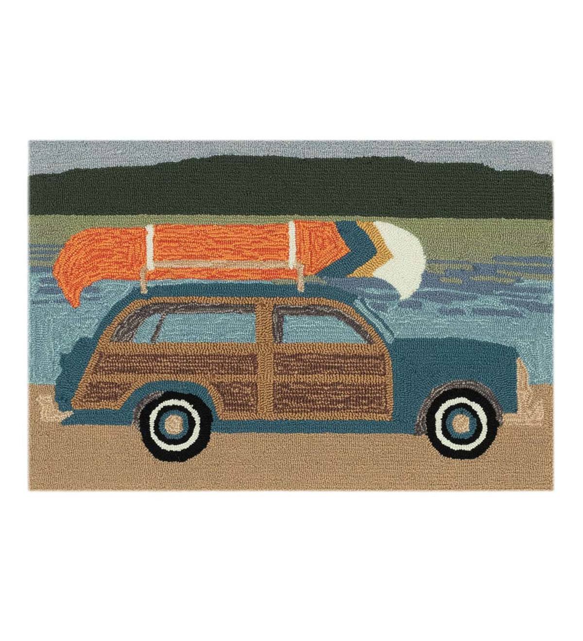 Indoor/Outdoor Synthetic Blend Camping Trip Rug, 24" x 36"