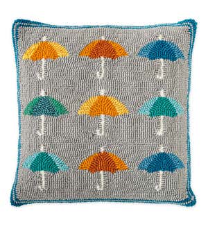 Indoor/Outdoor April Showers Hooked Polypropylene Throw Pillow