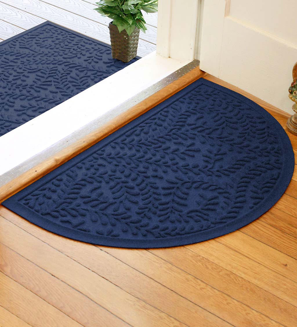 Waterhog Indoor/Outdoor Leaves Half-Round Doormat, 24 x 39 - Bordeaux