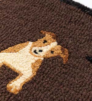 Plow & Hearth Hand-Hooked Wool Dogs Stay Accent Rug