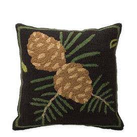Indoor/Outdoor Woodland Throw Pillow with Pine Cones