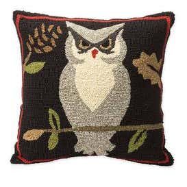 Indoor/Outdoor Woodland Throw Pillow with Owl