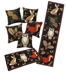 Indoor/Outdoor Woodland Throw Pillows and Rugs Set
