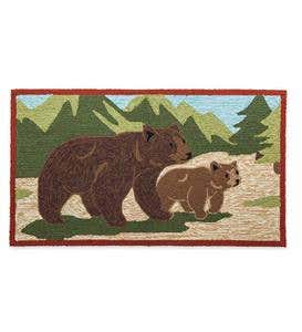 Indoor/Outdoor Rug with Brown Bear and Cub