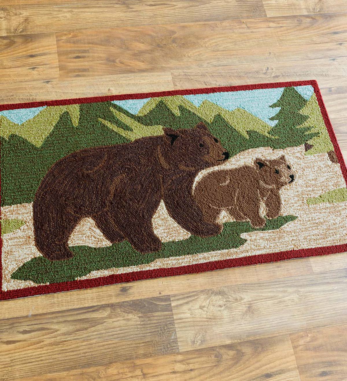 Indoor/Outdoor Rug with Brown Bear and Cub