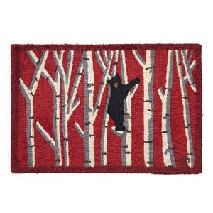 Hooked Wool Black Bear in Birches Accent Rug
