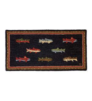 River Fish Hand-Hooked Wool Accent Rug