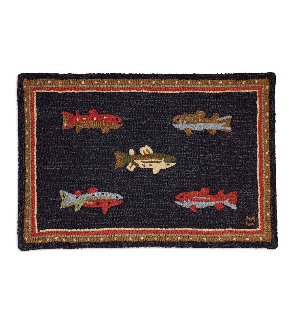 River Fish Hand-Hooked Wool Accent Rug