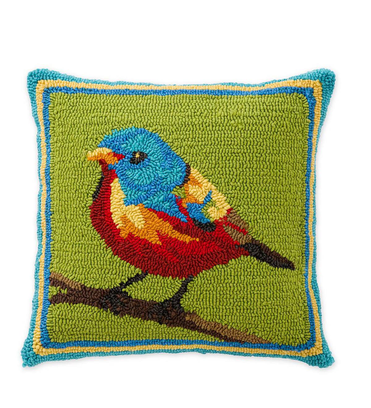 Indoor/Outdoor Hooked Painted Bunting Throw Pillow