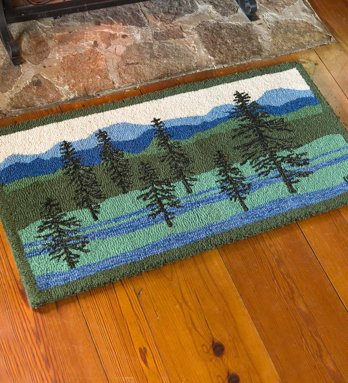 Handmade Hooked Wool Blue Ridge Mountain Rug