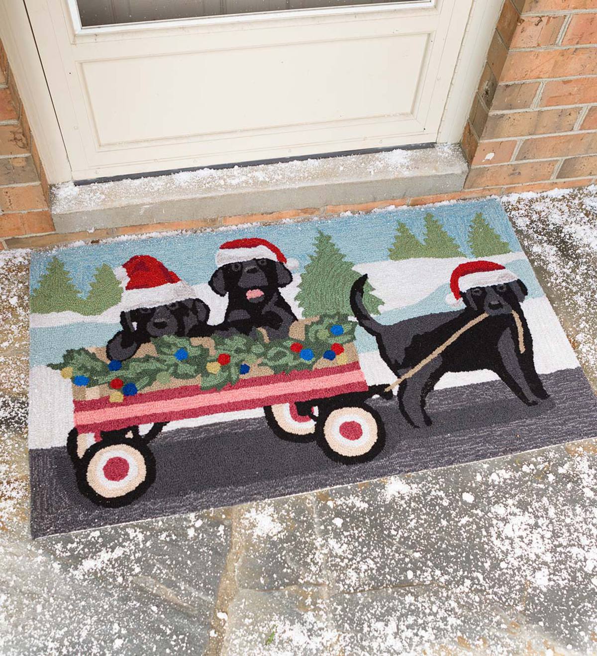 Holiday Waggin' Labrador Puppies Indoor/Outdoor Accent Rug