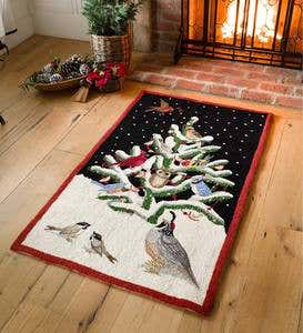 Hooked Wool Holiday Tweets Accent Rug/Wall Hanging
