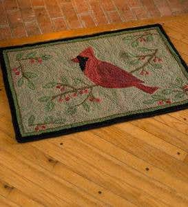 Handmade Winter Cardinal Wool Blend Accent Rug