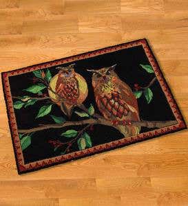 Hooked Wool Harvest Moon Hoot and Annie Owls Accent Rug