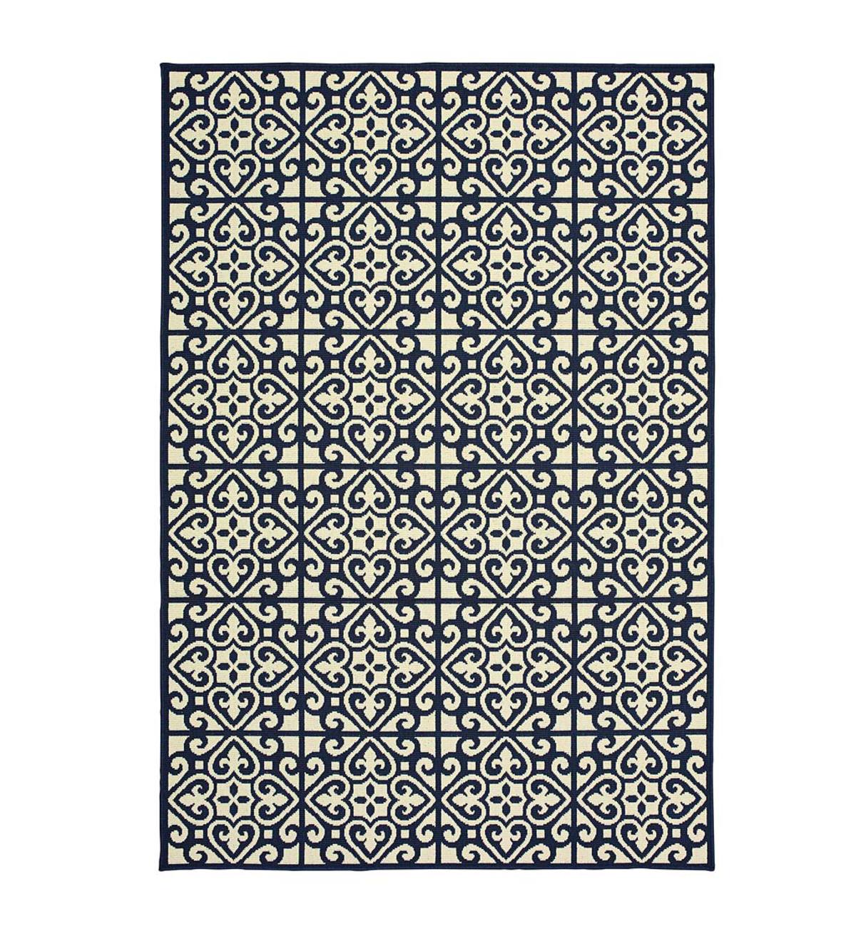 Marston Trellis Indoor/Outdoor Area Rug, 2'5"x 4'5" - Navy/Ivory