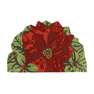 Indoor/Outdoor Hand-Hooked Poinsettia Accent Rug