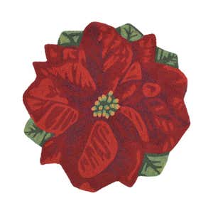 Indoor/Outdoor Hand-Hooked Poinsettia Accent Rug