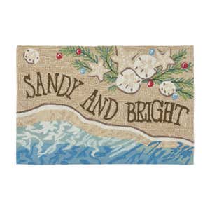 Indoor/Outdoor Hand-Hooked Sandy and Bright Accent Rug, 24" x 36"
