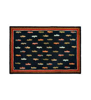 River Fish Hand-Hooked Wool Accent Rug